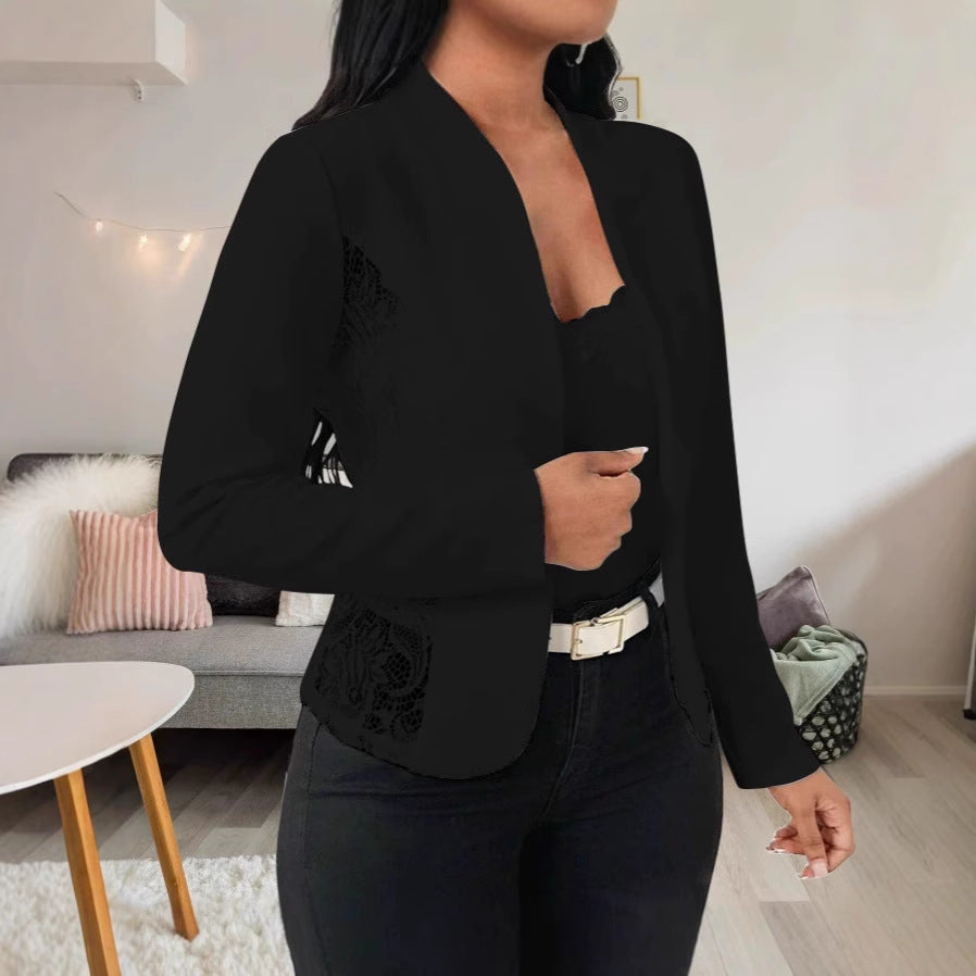 Damen elegante Blazerjacke mit Spitze und modernem Schnitt Drune