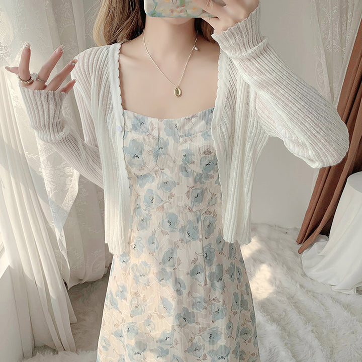 Damen Langärmliges Sommerkleid mit floralen Details Drune