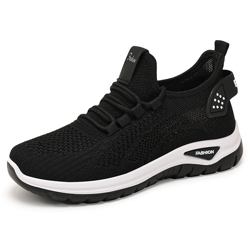 Damen nan sockenähnlicher Strick-Fit Sneaker mit elastischer Schnürung, gelochter Fersenverstärkung und dämpfender Plateau-Sohle Drune