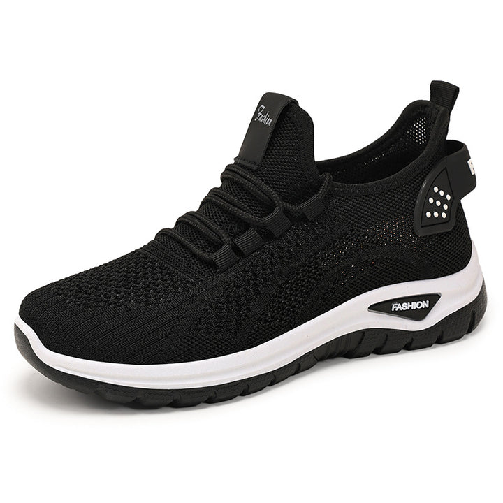 Damen nan sockenähnlicher Strick-Fit Sneaker mit elastischer Schnürung, gelochter Fersenverstärkung und dämpfender Plateau-Sohle Drune