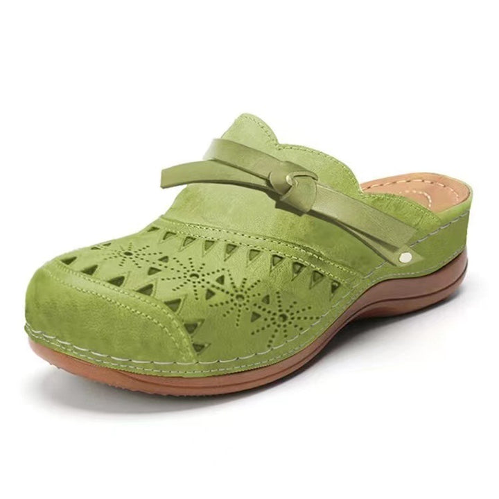 Damen Komfortable Clogs mit filigranem Durchbruchdesign und elegantem Riemen Drune