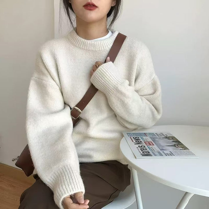Damen lässiger Grobstrickpullover mit oversized Schnitt und weichen Ärmeln Drune