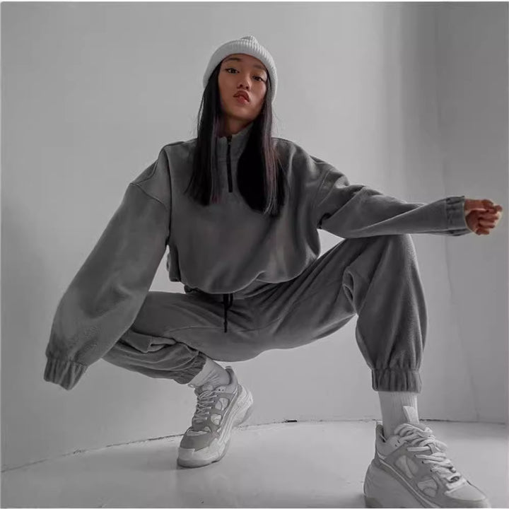 Damen gemütliches Oversized-Fleece-Set Drune