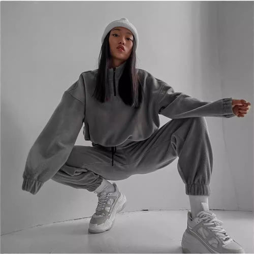Damen gemütliches Oversized-Fleece-Set Drune