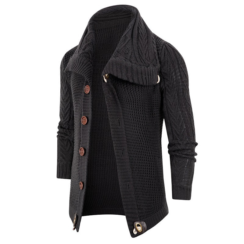 Herren Grobstrick Strickjacke mit umschlagbarem Halsausschnitt Drune