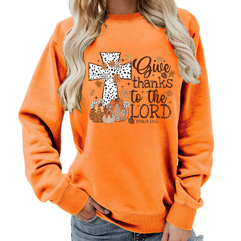 Damen Sweatshirt mit kreativem Kreuz-Aufdruck und herbstlichem Design Drune
