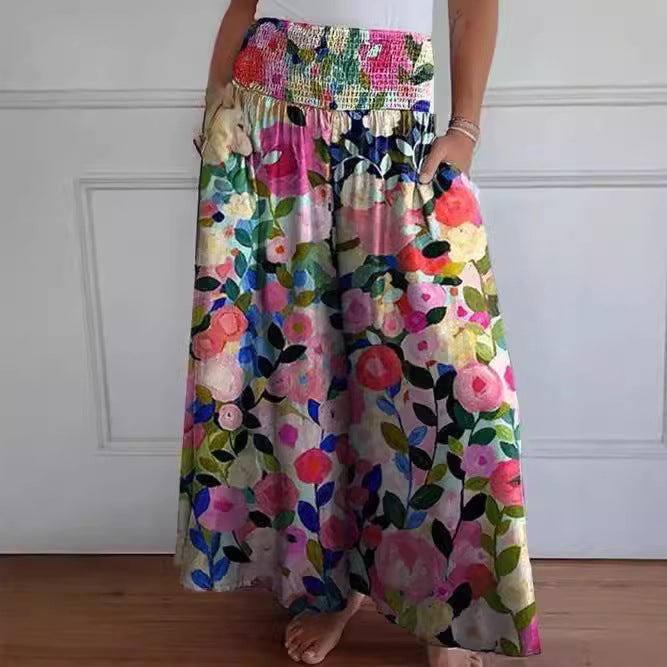 Damen weite Sommerhose mit elastischem Taillenbund und praktischen Seitentaschen Drune