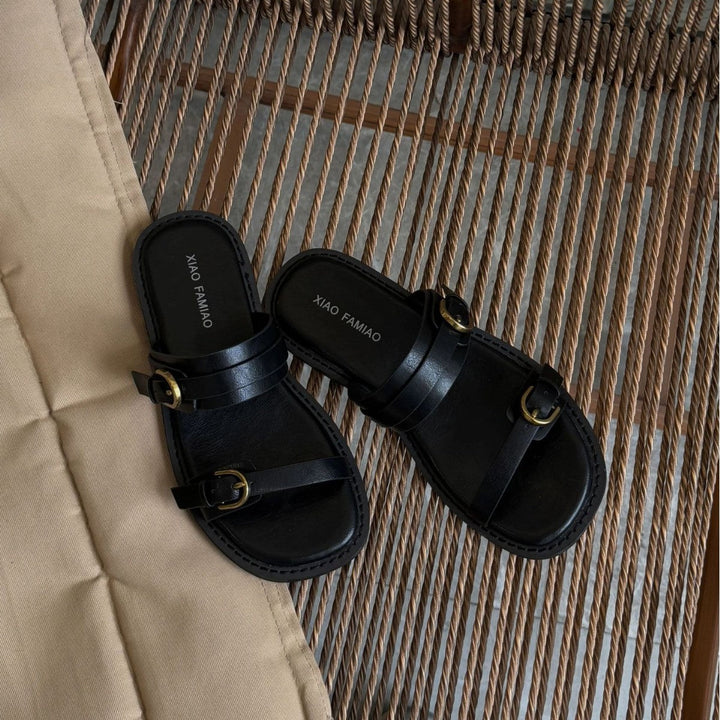 Damen elegante Komfort-Pantoletten mit verstellbarem Riemen und ergonomischer Sohle Drune