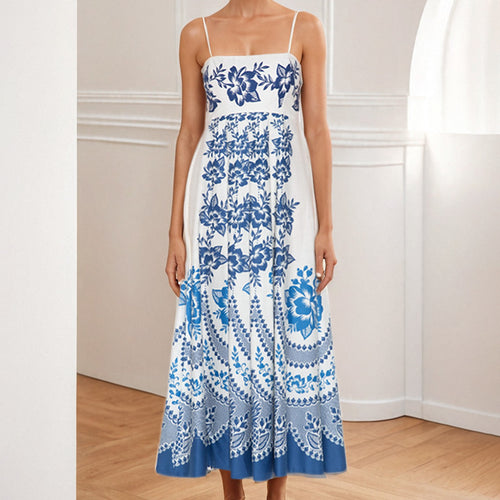 Damen Maxi-Kleid mit elegantem floralen Design und schwingendem Rock Drune
