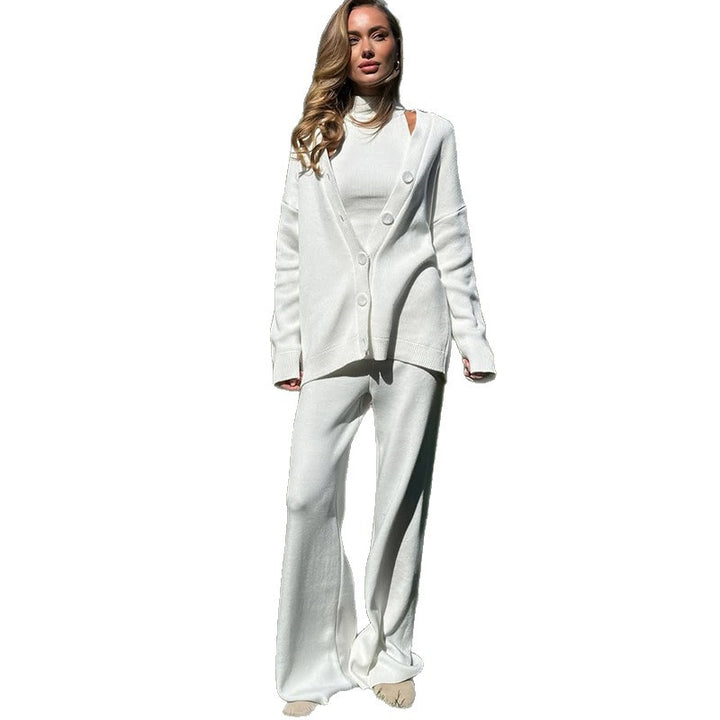 Damen bequemer Strickanzug mit Cardigan Drune