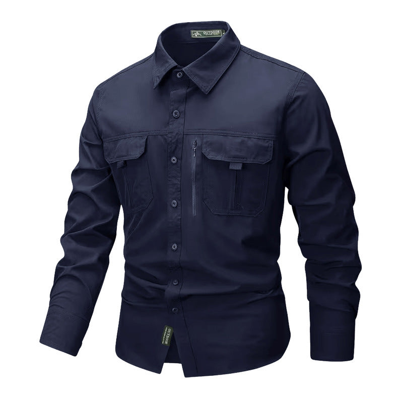 Herren nan robustes Trekkinghemd mit verstärkten Brusttaschen und atmungsaktivem Material Drune