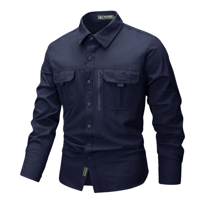 Herren nan robustes Trekkinghemd mit verstärkten Brusttaschen und atmungsaktivem Material Drune