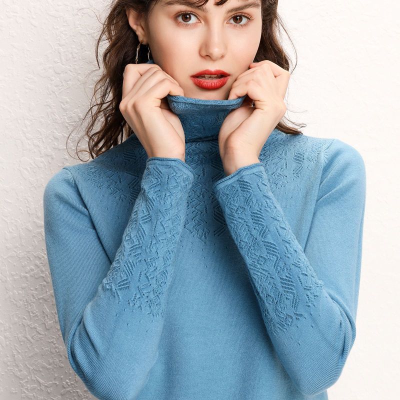 Damen Rollkragenpullover mit feinem Strukturmuster Drune