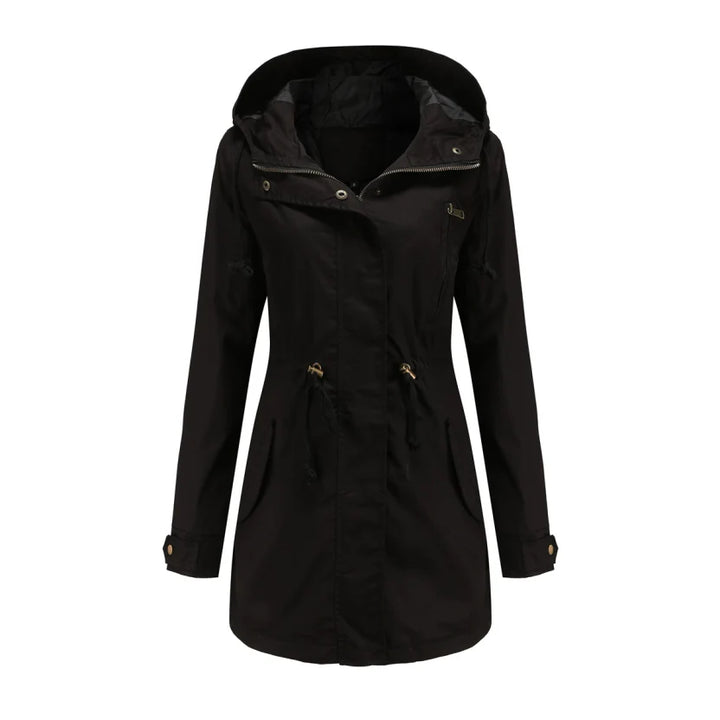 Drune | Damen Langarm Wasserdichter Trenchcoat Mit Kapuze