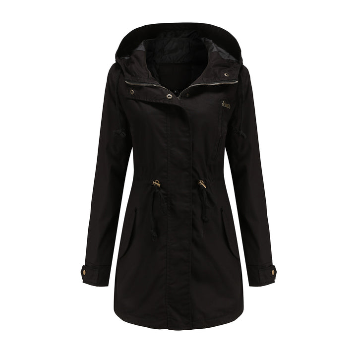 Damen nan leichter Parka mit Kapuze, Kordelzug und verdecktem Reißverschluss Drune