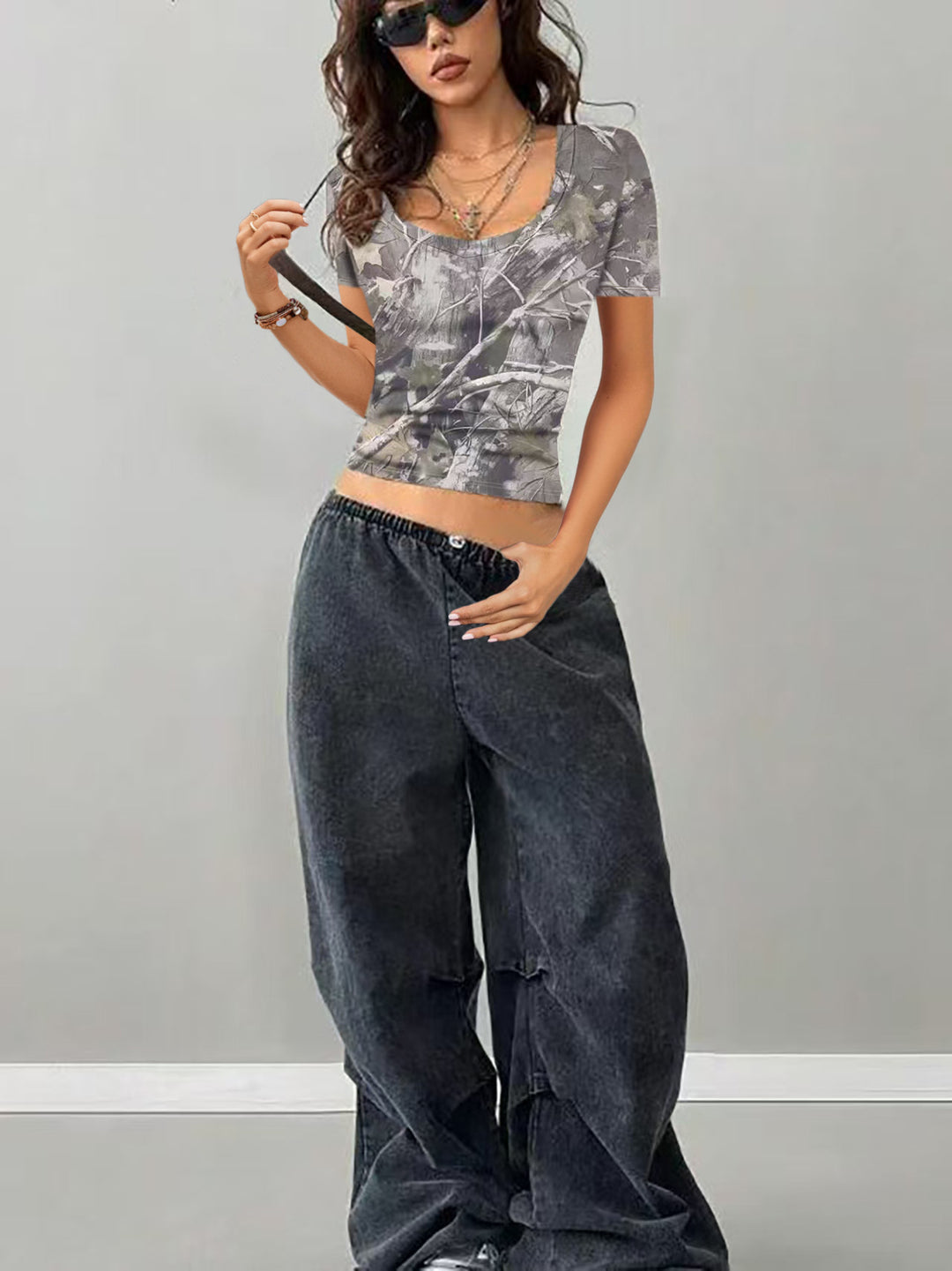 Damen Camouflage T-Shirt mit figurbetontem Schnitt Drune