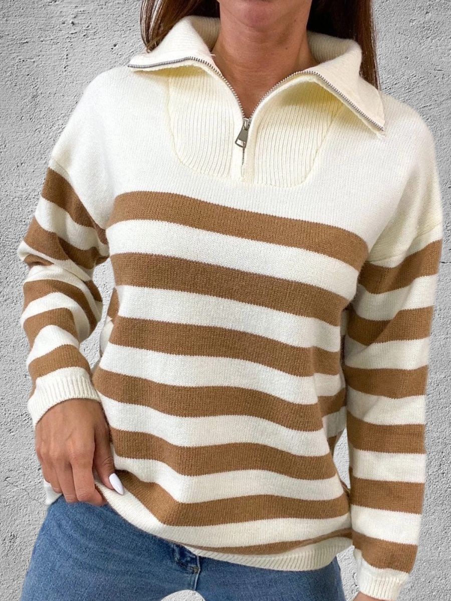 Damen Sweatshirt mit Stehkragen und Reißverschluss Drune