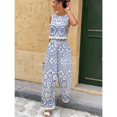 Damen Zweiteiliges Set mit floralem Muster und weitem Schnitt Drune