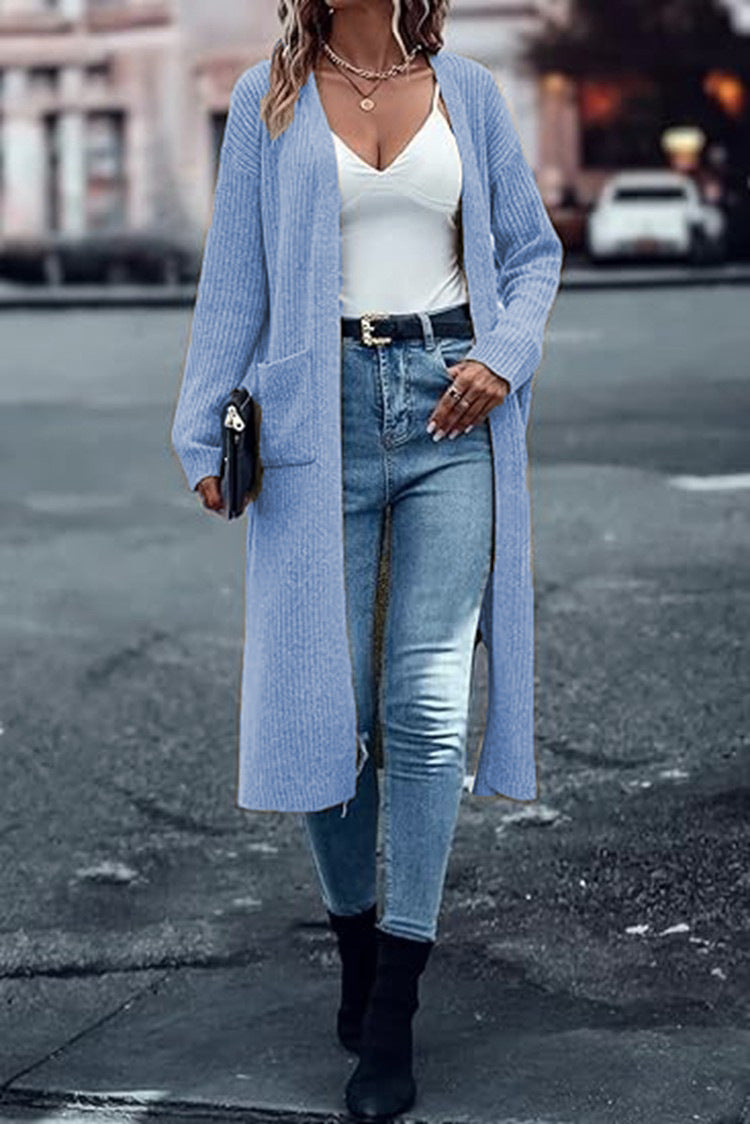 Damen Grobstrick-Cardigan mit offenen Taschen und lässigem Schnitt Drune