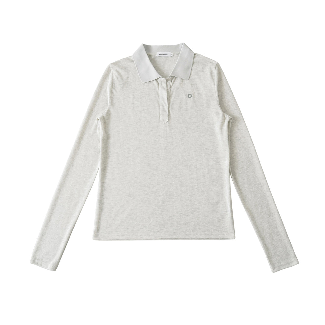 Damen Langarm-Polohemd mit modernem Kragen und hochqualitativem Materialmix Drune