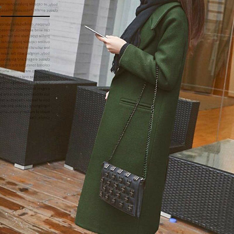 Damen Eleganter Langmantel mit klassischem Revers und Taschen Drune