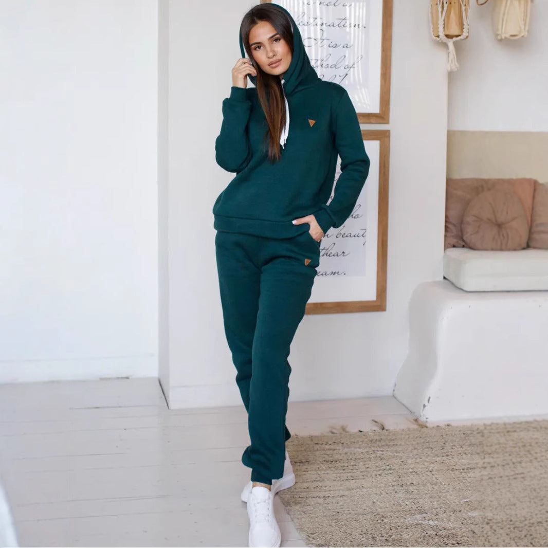 Damen Sportliches Hoodie-Set mit hohem Kragen Drune