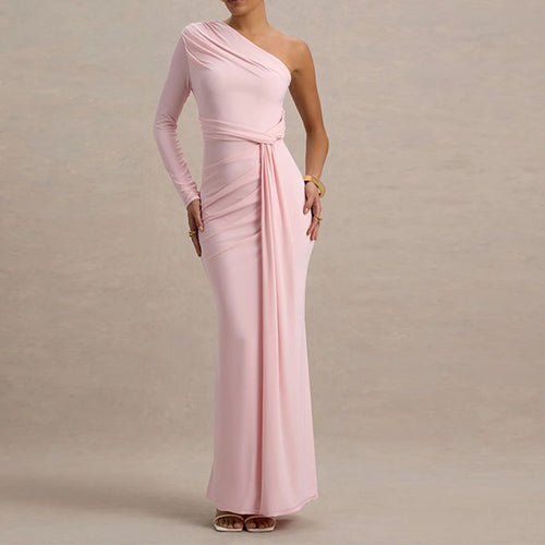 Damen Elegantes schulterfreies Maxikleid mit geschwungenem Rüschendesign Drune