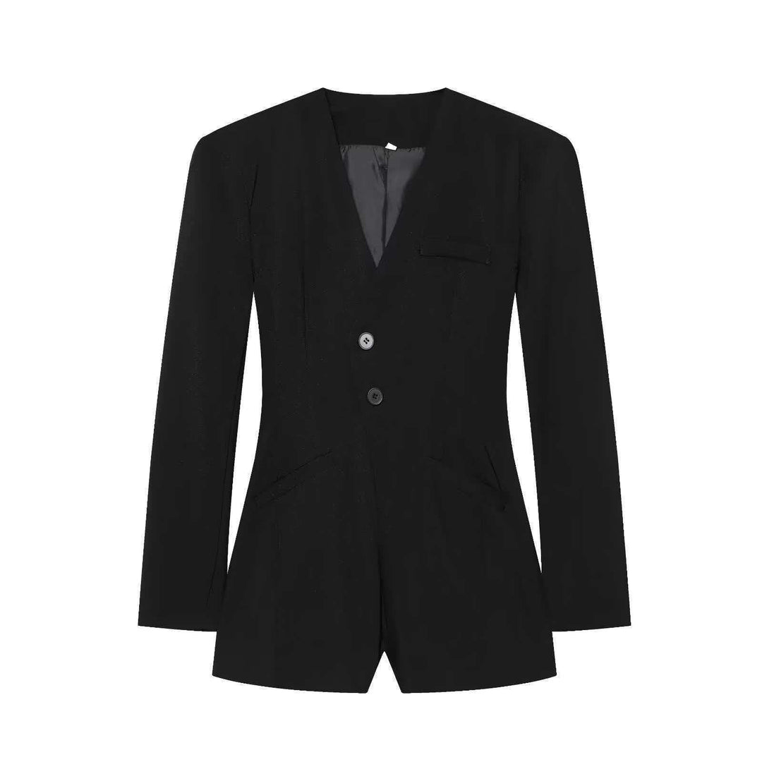 Damen Blazerjacke mit elegantem V-Ausschnitt und modernen Knopfdetails Drune