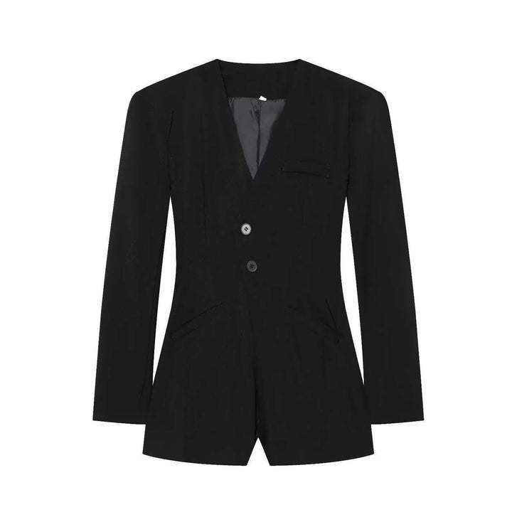 Damen Blazerjacke mit elegantem V-Ausschnitt und modernen Knopfdetails Drune