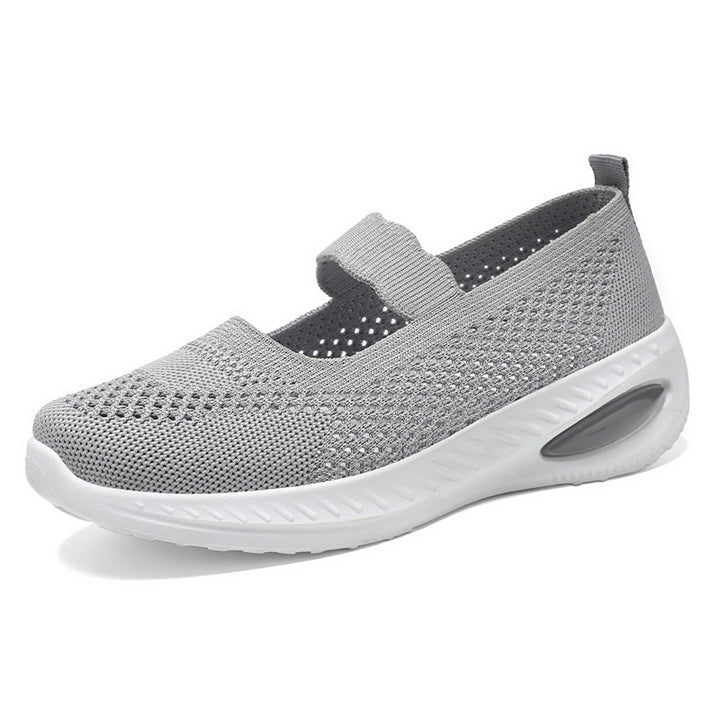 Damen nan atmungsaktiver Strick-Mary-Jane-Sneaker mit elastischem Riemen und sichtbarem Luftkissen-Plateau Drune