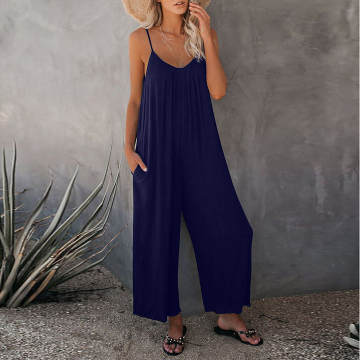 Damen Lässiger Jumpsuit mit weit geschnittenen Beinen und praktischen Taschen Drune
