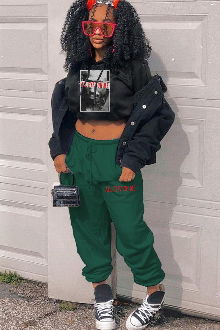 Damen Hoodie und Jogginghose Set mit auffälligem Grafikdruck und modernem Schnitt Drune