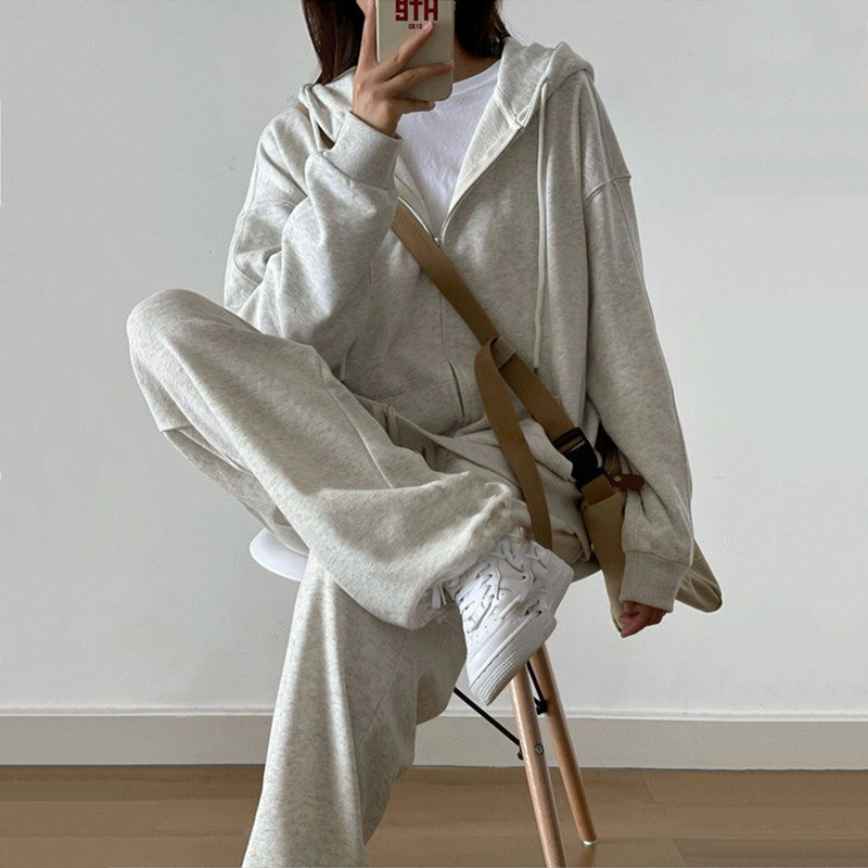 Damen Urbanes Lounge-Set mit Kapuzenpullover und weiten Jogginghosen Drune