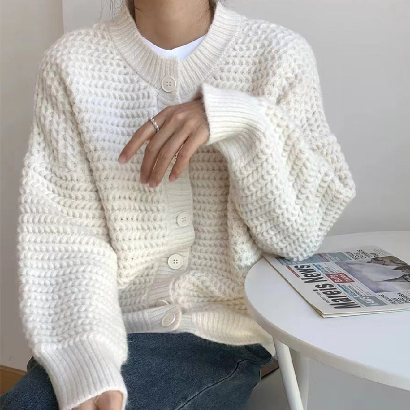 Damen Grobstrickjacke mit dekorativen Knöpfen und lässigem Schnitt Drune