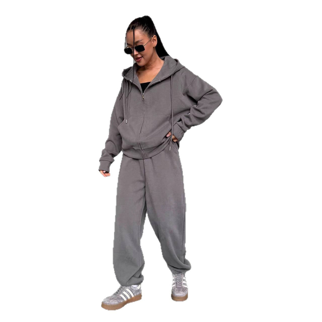 Damen lässiger Hoodie-Jumpsuit mit praktischem Reißverschluss Drune