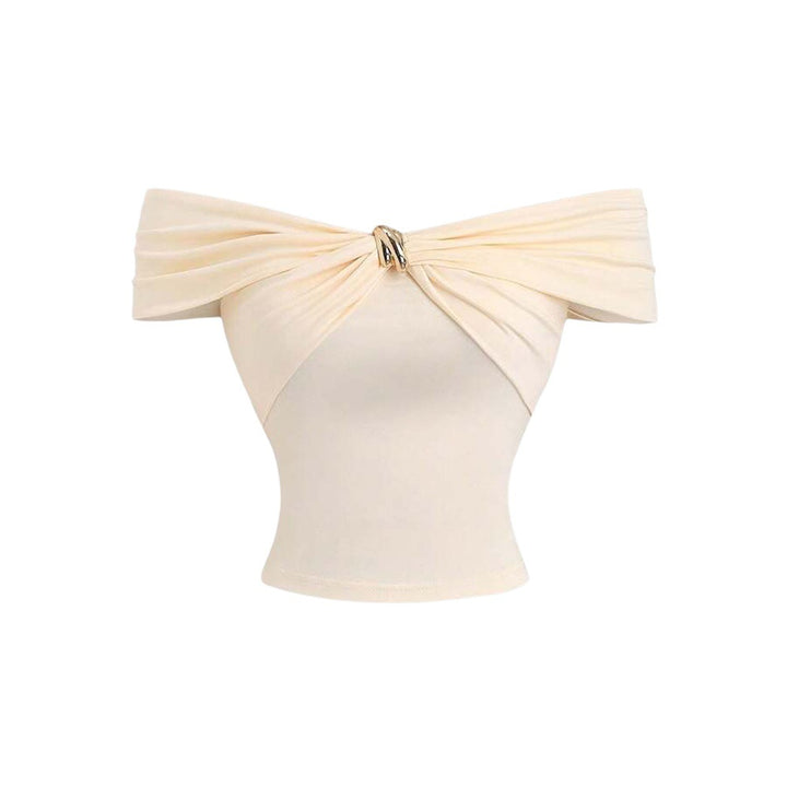 Damen Off-Shoulder Top mit doppeltem Drapierungseffekt und elegantem Verschluss Drune