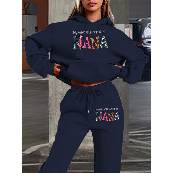 Damen Jogginganzug mit kreativem Schriftzug und bequemer Passform Drune