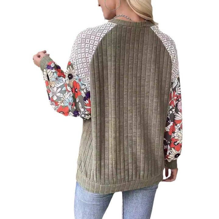 Damen verspielt gestalteter Pullover mit floralem Ärmel-Design Drune
