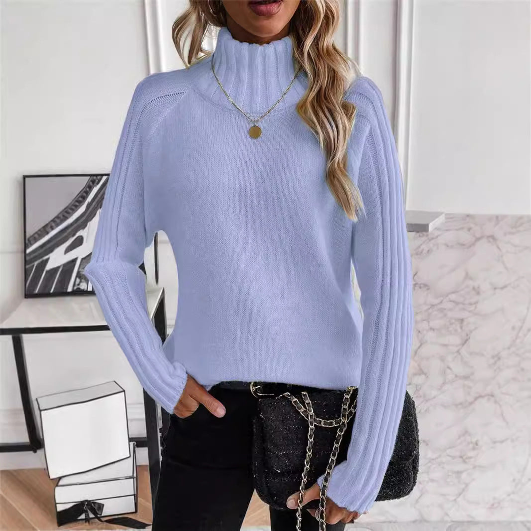 Damen Pullover mit modernem Stehkragen und strukturiertem Rippdesign Drune