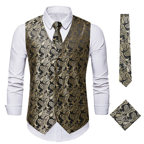 Herren elegante Anzugweste mit eleganten Paisley-Muster und passendem Zubehör Drune