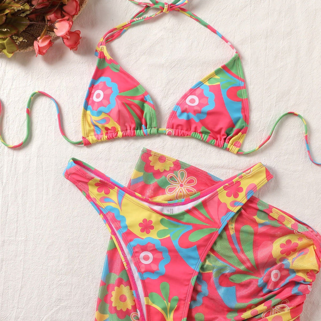 Damen Bikini-Set mit raffinierter Schnürung und floralem Muster Drune