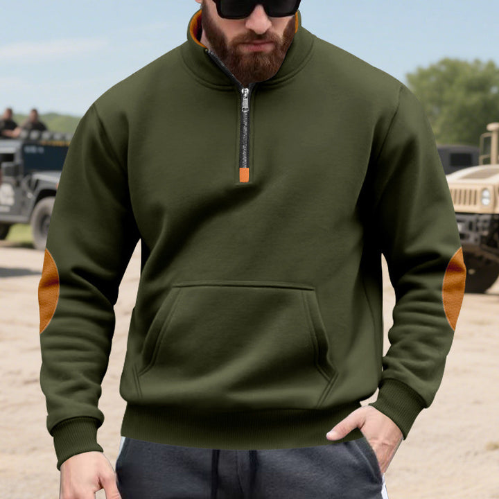 Herren sportlicher Pullover mit halbem Reißverschluss und praktischem Kängurutasche Drune