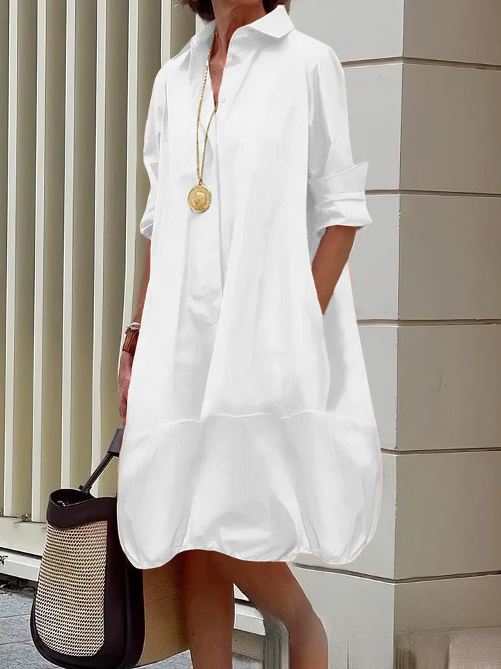 Damen Lässiges Hemdblusenkleid mit weit geschnittenem Saum Drune