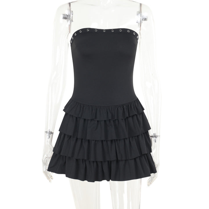 Damen Rüschensommerkleid mit schulterfreiem Design Drune