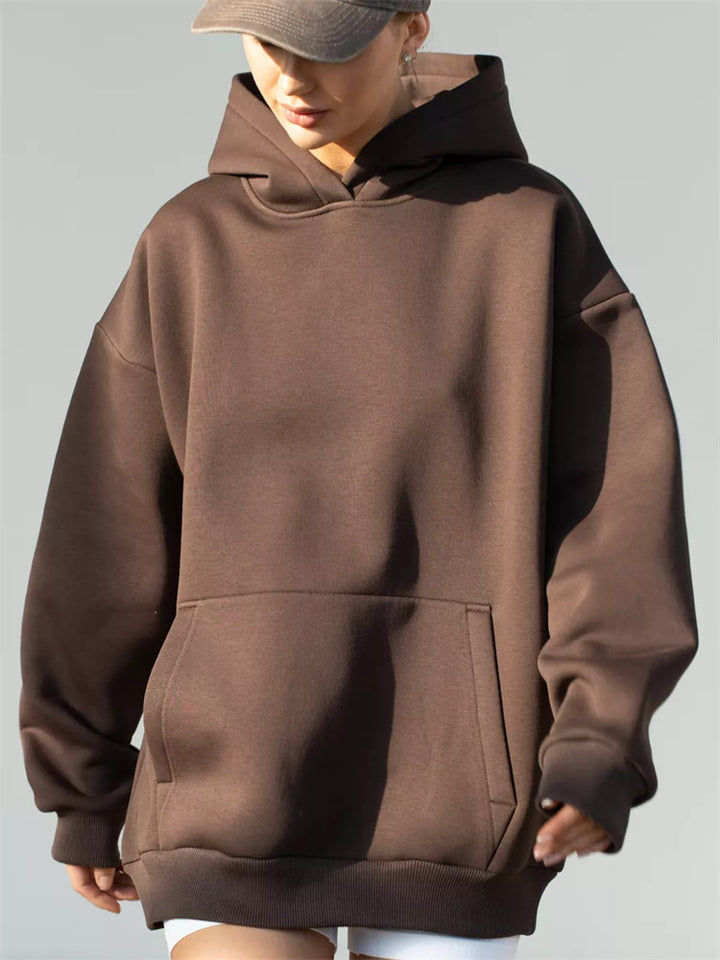 Damen nan oversized Kapuzenpullover mit Kängurutasche und dropped-shoulder Schnitt Drune