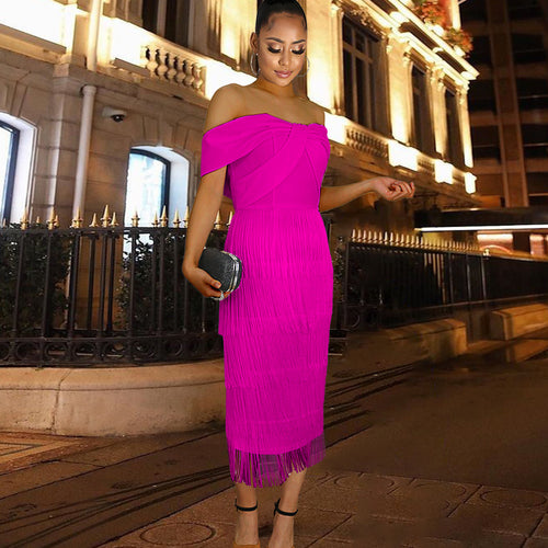 Damen Cut-out Cocktailkleid mit Fransen Drune