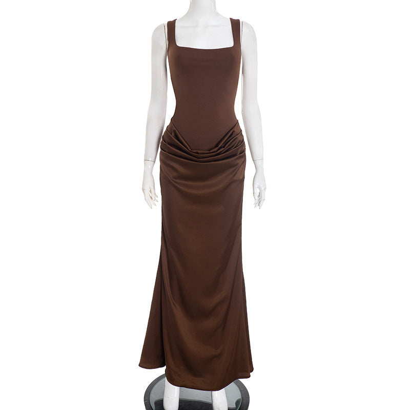 Damen figurbetontes Maxi-Kleid mit elegantem Drapierungsdesign Drune