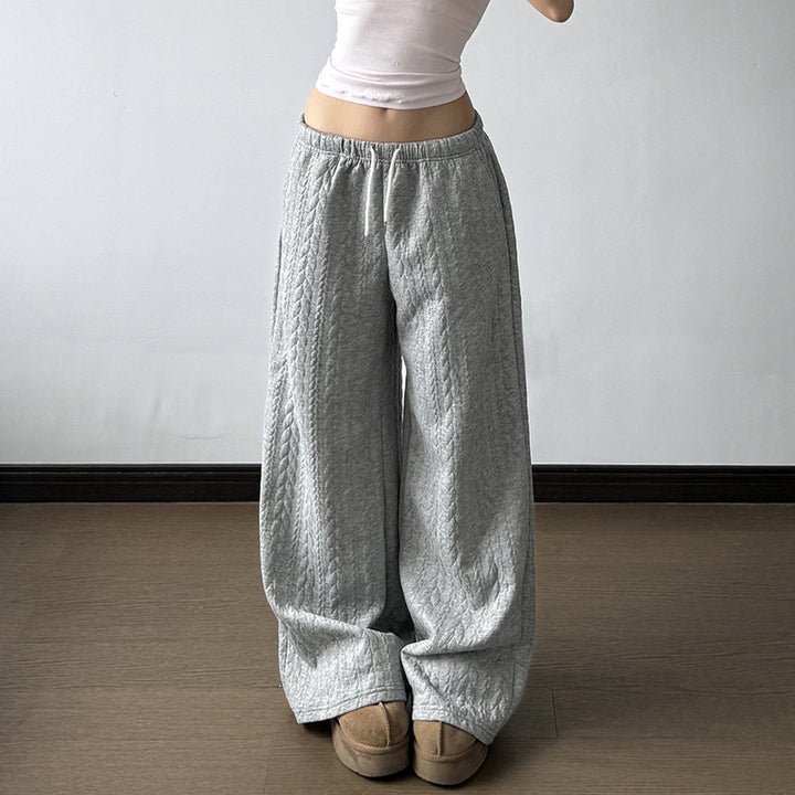 Damen nan weite Palazzo-Loungehose aus weichem Jersey mit Tunnelzug und Komfortbund Drune