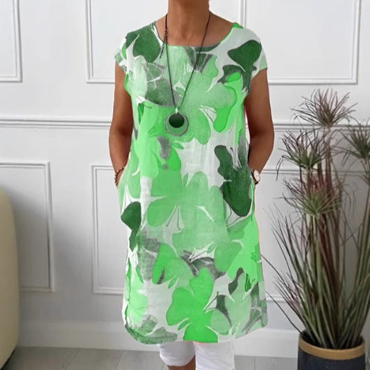Damen Leichtes Strandkleid mit floralem Muster und Taschen Drune