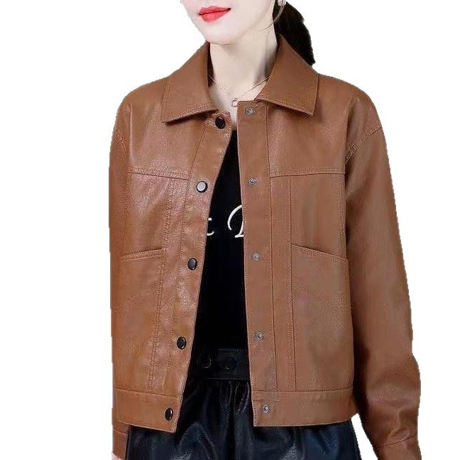 Damen Chic Lederjacke im modernen Biker-Stil Drune
